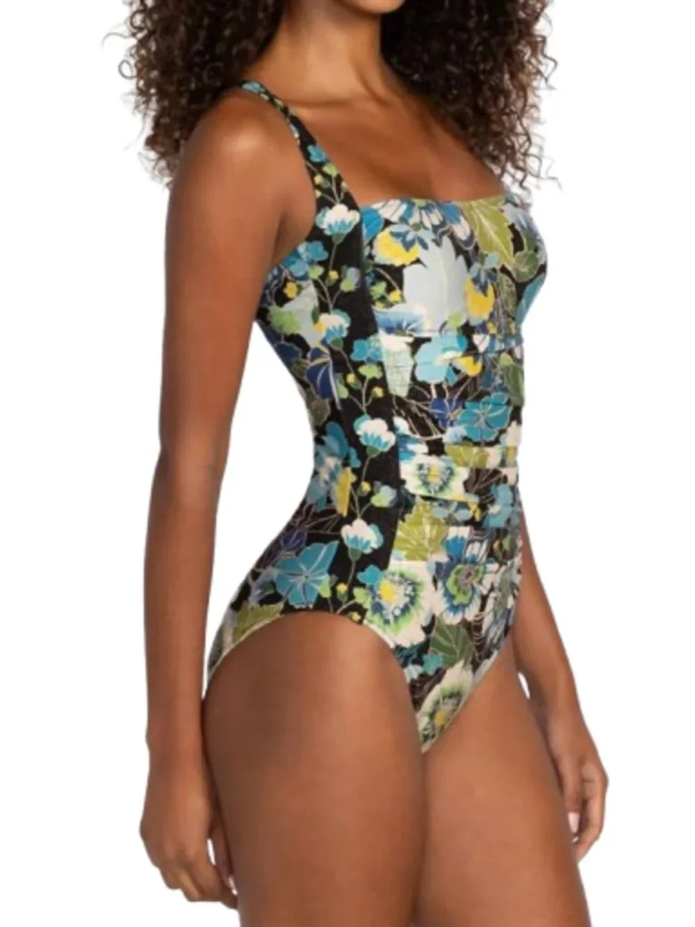 Johnny Was Ruched One Piece Jenn Glittery Swimsuit